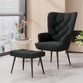 Gepolsterter Loungesessel aus Samt mit Hocker und goldfarbenem Metallgestell