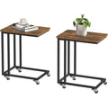 Beistelltisch-Set in C-Form mit Rollen, 35 ¡Á 50 ¡Á 60 cm, Vintagebraun und Schwarz