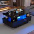 Couchtisch mit LED-Beleuchtung, 2 Schubladen und Stauraum, 90 ¡Á 55 ¡Á 41 cm