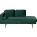 Samt-Chaiselongue in Gr¨¹n mit goldfarbenem Metallgestell und Nackenrolle