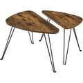 Beistelltisch-Set mit 2 Tischen f¨¹r Wohnzimmer, Esszimmer oder Schlafzimmer, Rustikalbraun und Schwarz